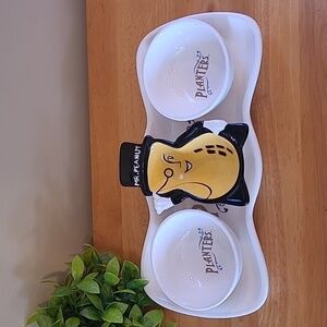 PLANTERS MR. PEANUT Vintage Ceramic Shelling/Nut Serving Dishes/Serving Tray Set